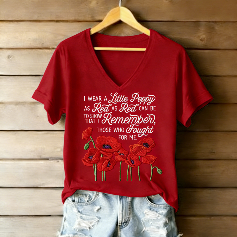 Women's Memorial Day Red Poppy American Memorial T-Shirt