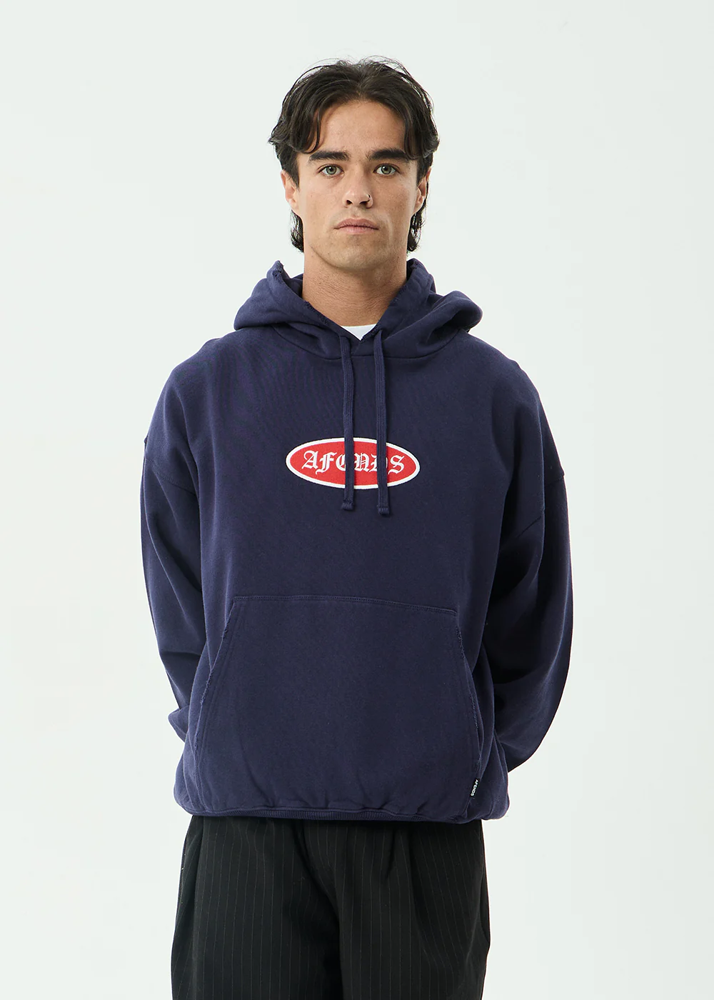 AFENDS Mens Supply - Pull On Hood - Washed Deep Sea