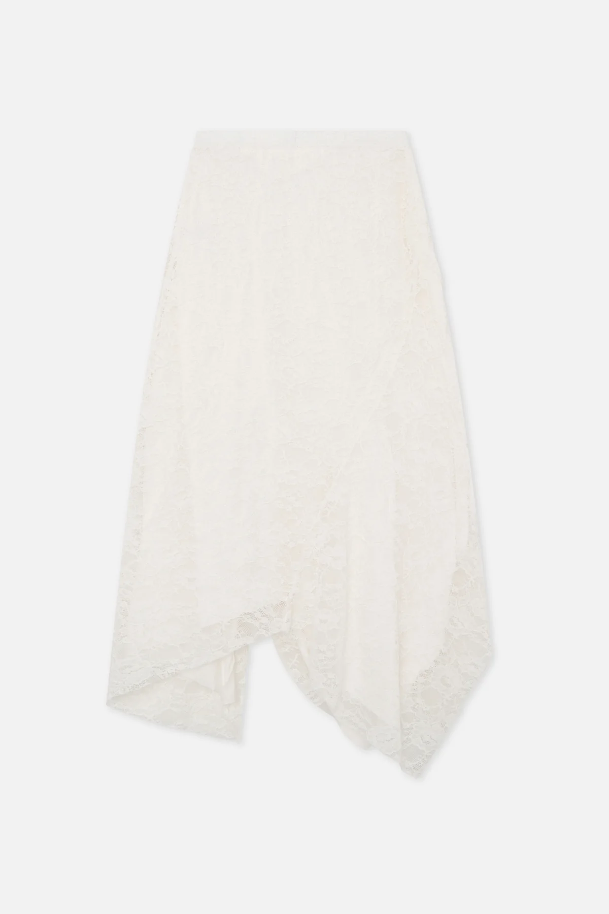 Asymmetric Lace White Skirt