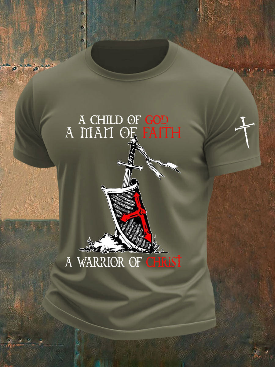Men's A Man Of Faith Printed Casual T-shirt