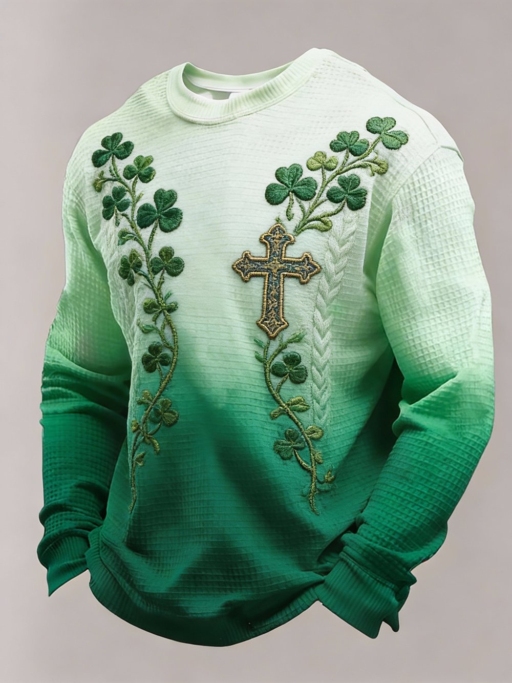Men's St. Patrick's Day Printed Waffle Knit Long-Sleeve T-Shirt