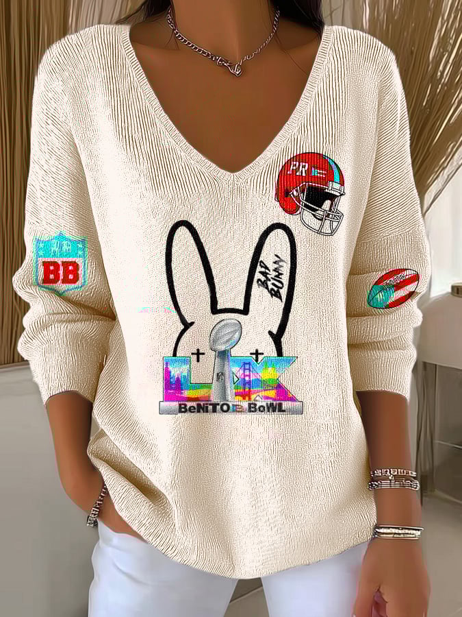 Puerto Rico colorful casual Women's Printed Long Sleeve Top