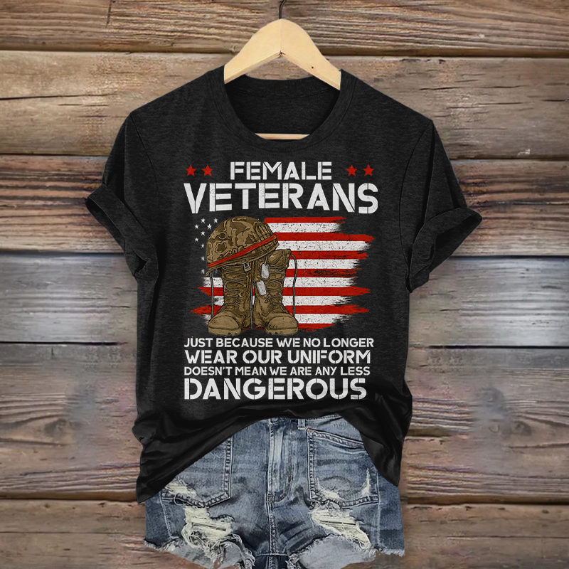 Women's Veteran Casual Printed T-shirt