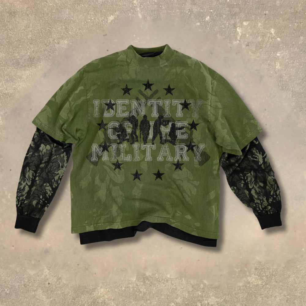 Military Camo Fake Two-Piece Shirt