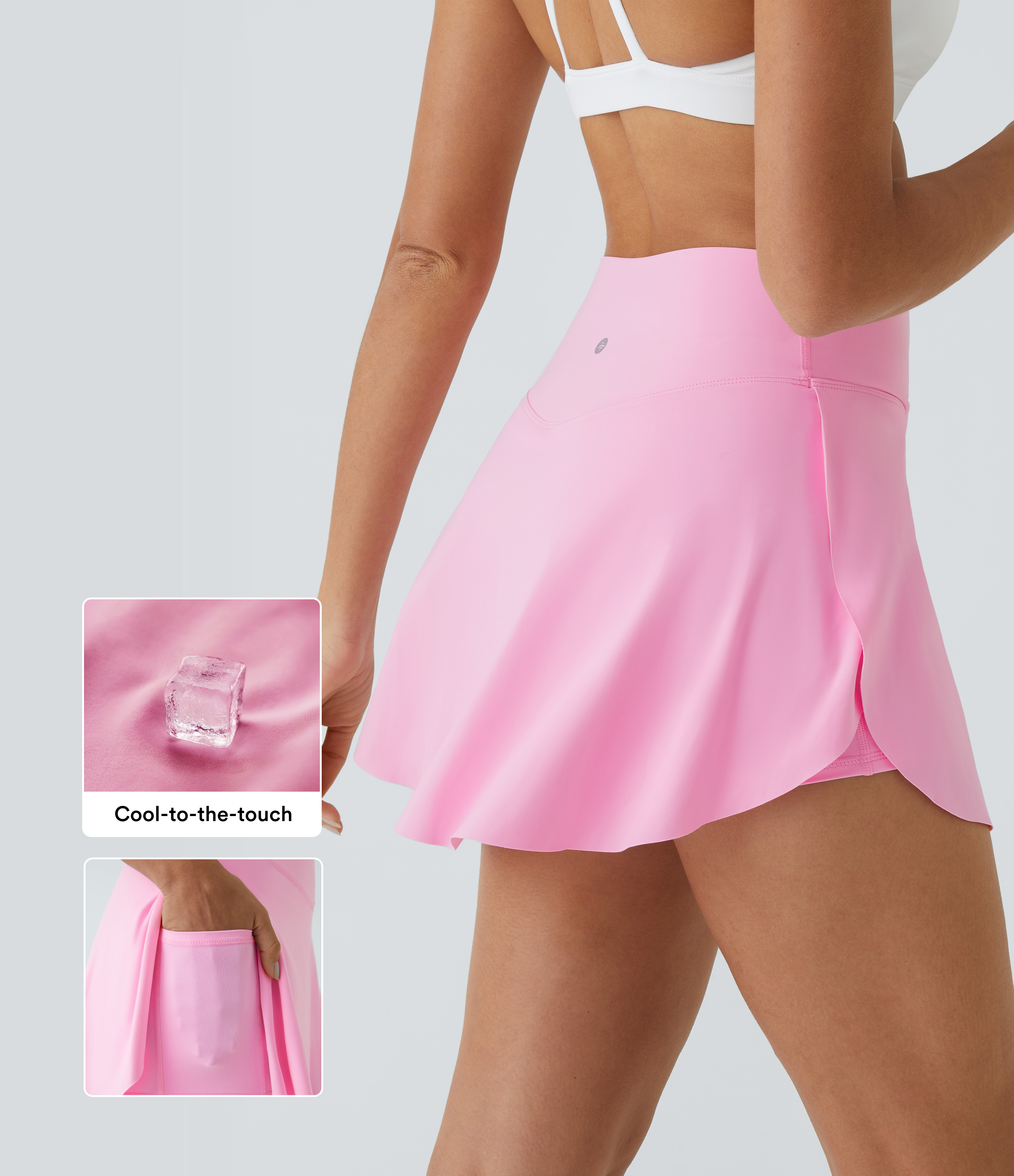 SoftlyZero™ Airy Crossover Pocket 2-in-1 Cool Touch Tennis Skirt-Lucid-Longer Length-UPF50+