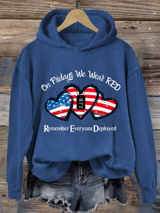 Women's On Fridays We Wear RED Print Hoodie