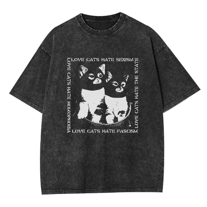 Love Cats Washed T-shirt