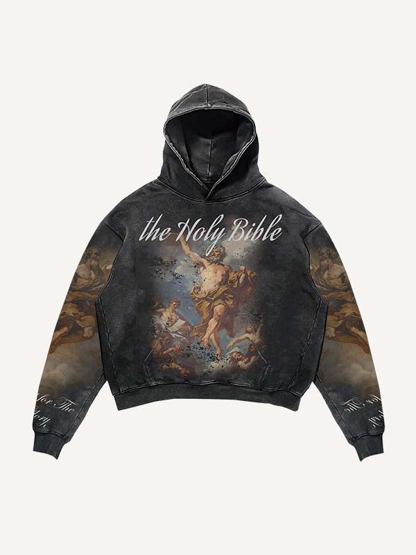 God&Letter Print Slant Pockets Hoodie