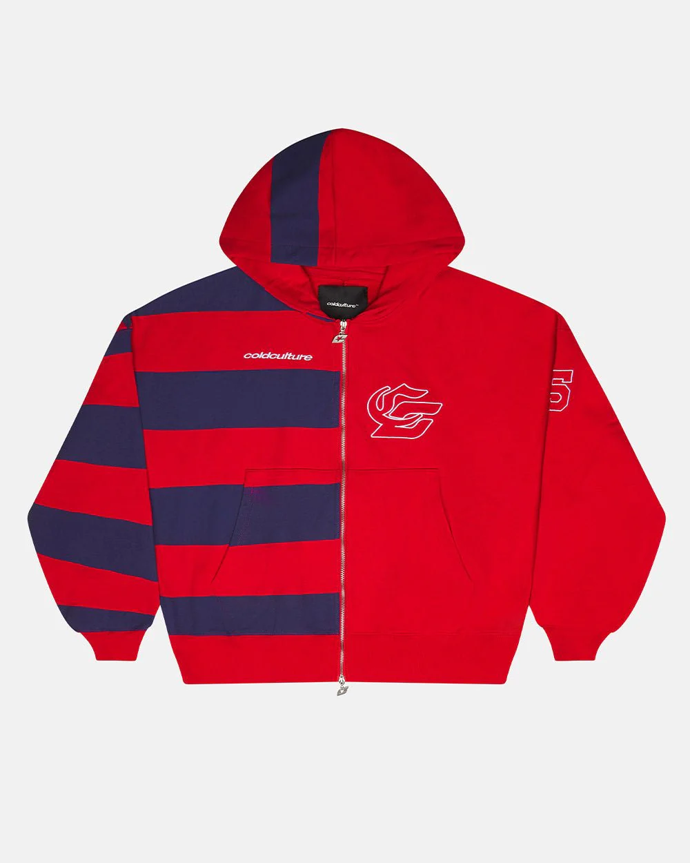 BARNA ZIP HOODIE RED & DARK BLUE