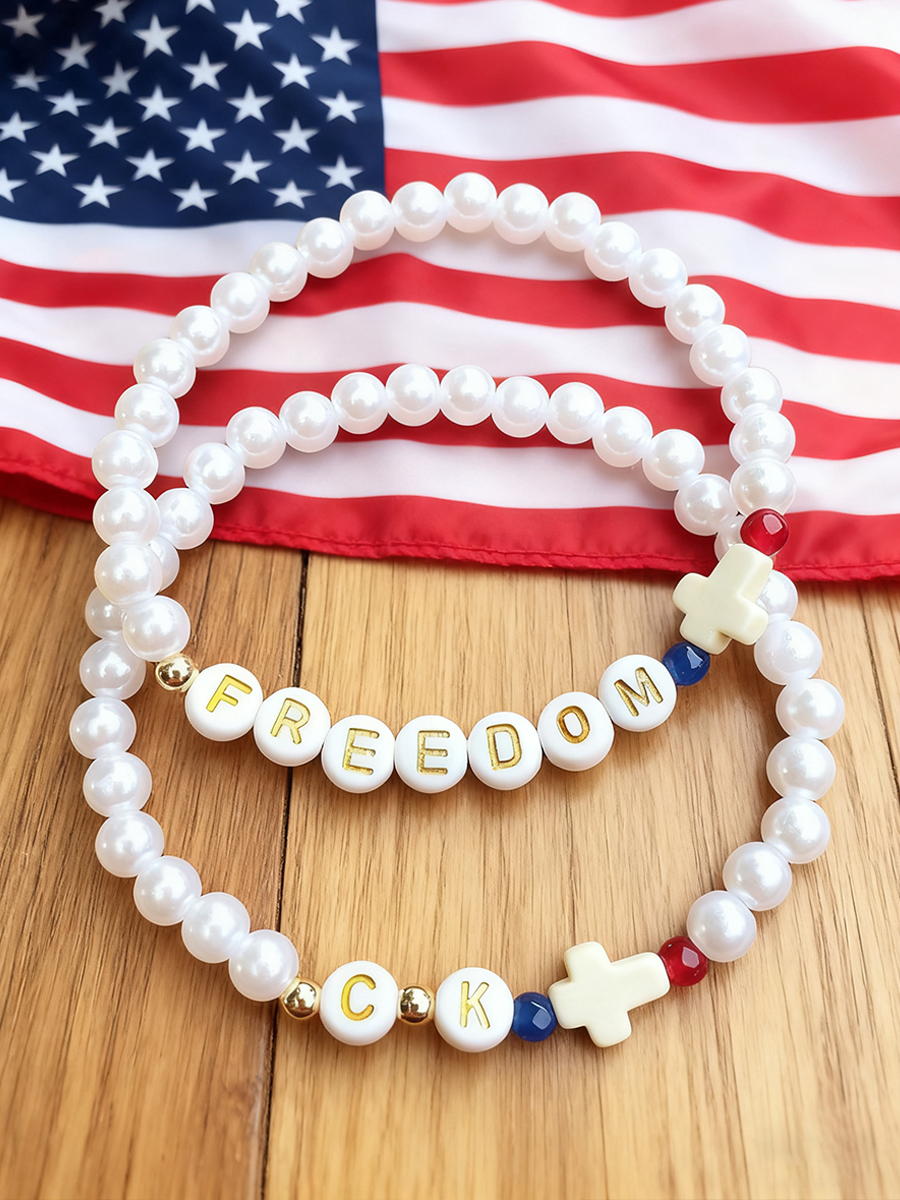 Freedom & Faith Cross Beaded Bracelet
