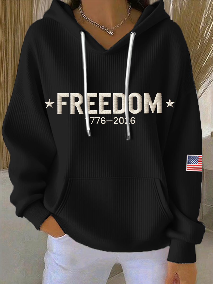 Women's 1776-2026Freedom 1776–2026 Embroidered Pattern Hoodie