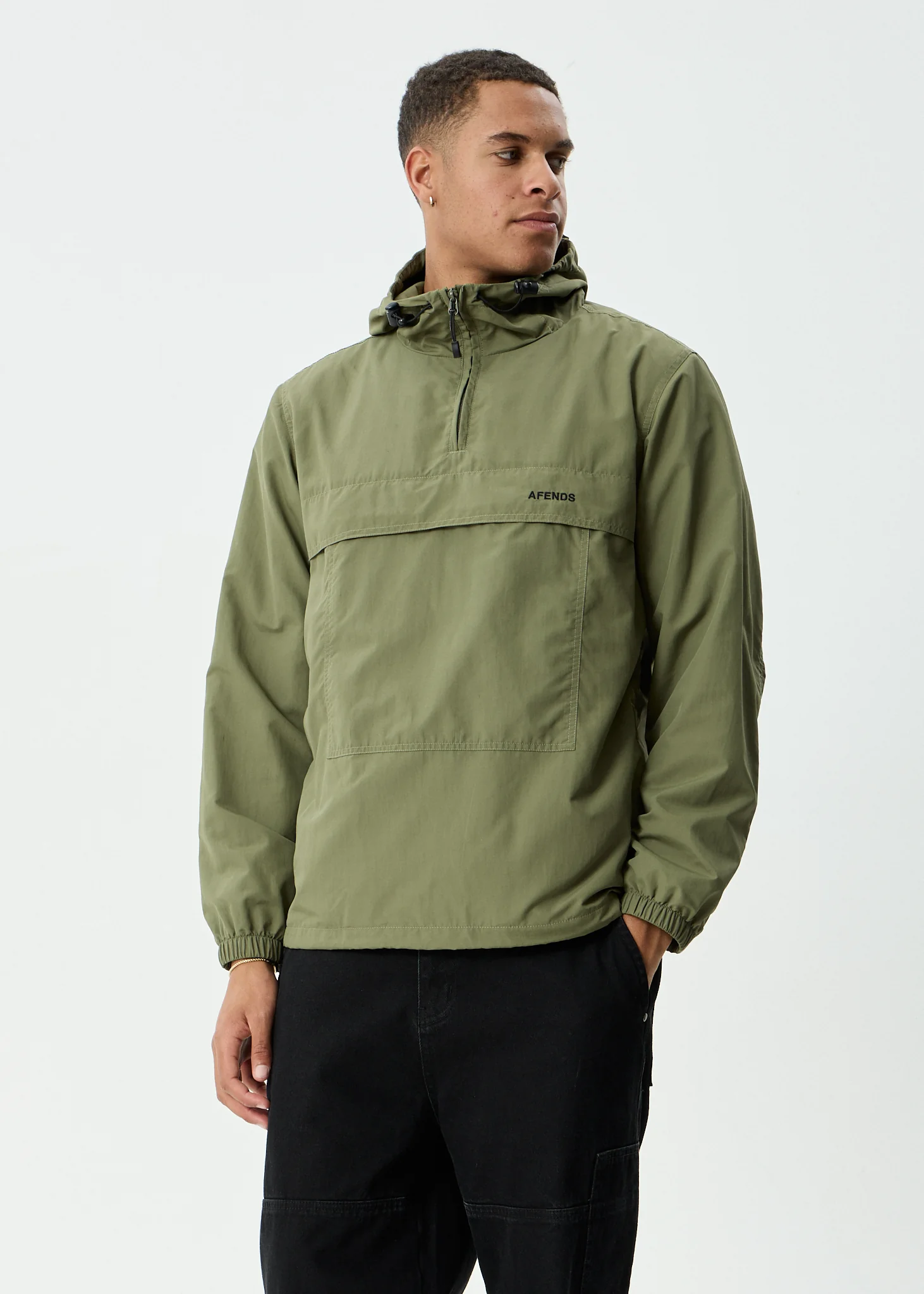 AFENDS Mens System - Water Resistant Spray Anorak Jacket - Military