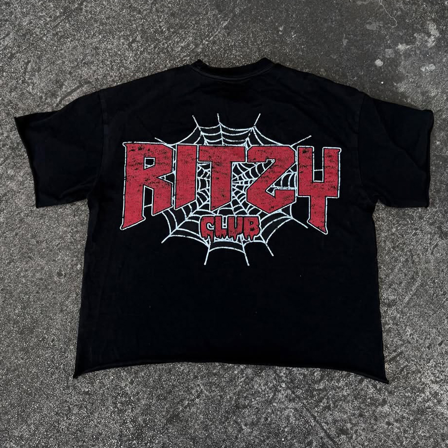 Spider Lips Print Short Sleeve T-Shirt