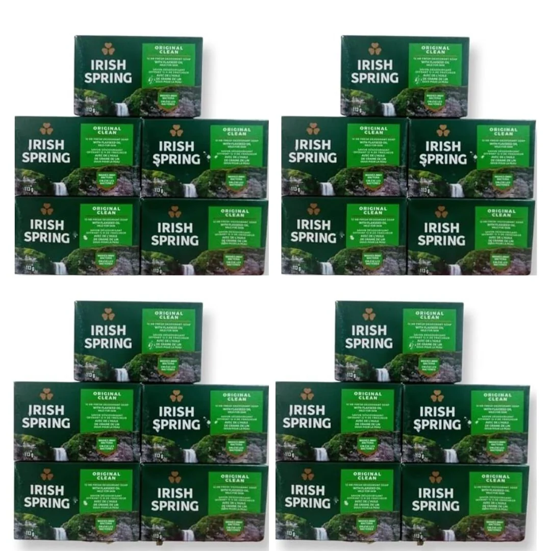 Irish Spring Deodorant Soap- Original Clean, 113 g each, 20 bars