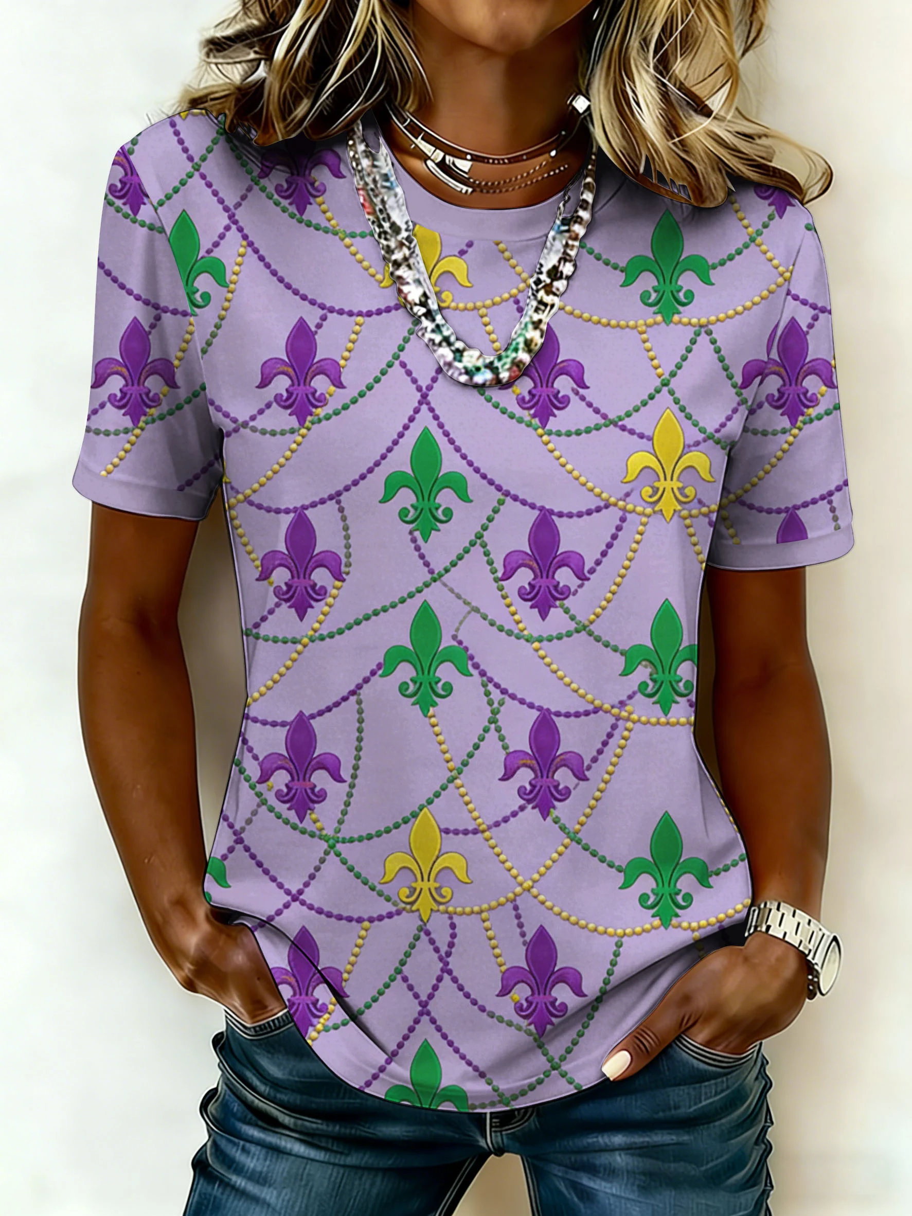 Women'S Casual Carnival Tiger Print T-Shirt