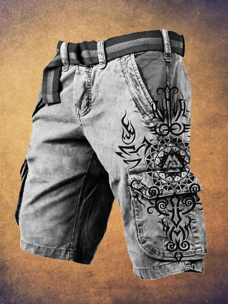 Viking Warrior Print Men's Cargo Shorts