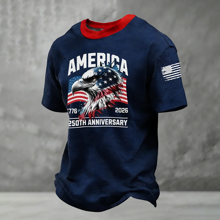 Men's Casual American 250th Anniversary Print T-Shirt