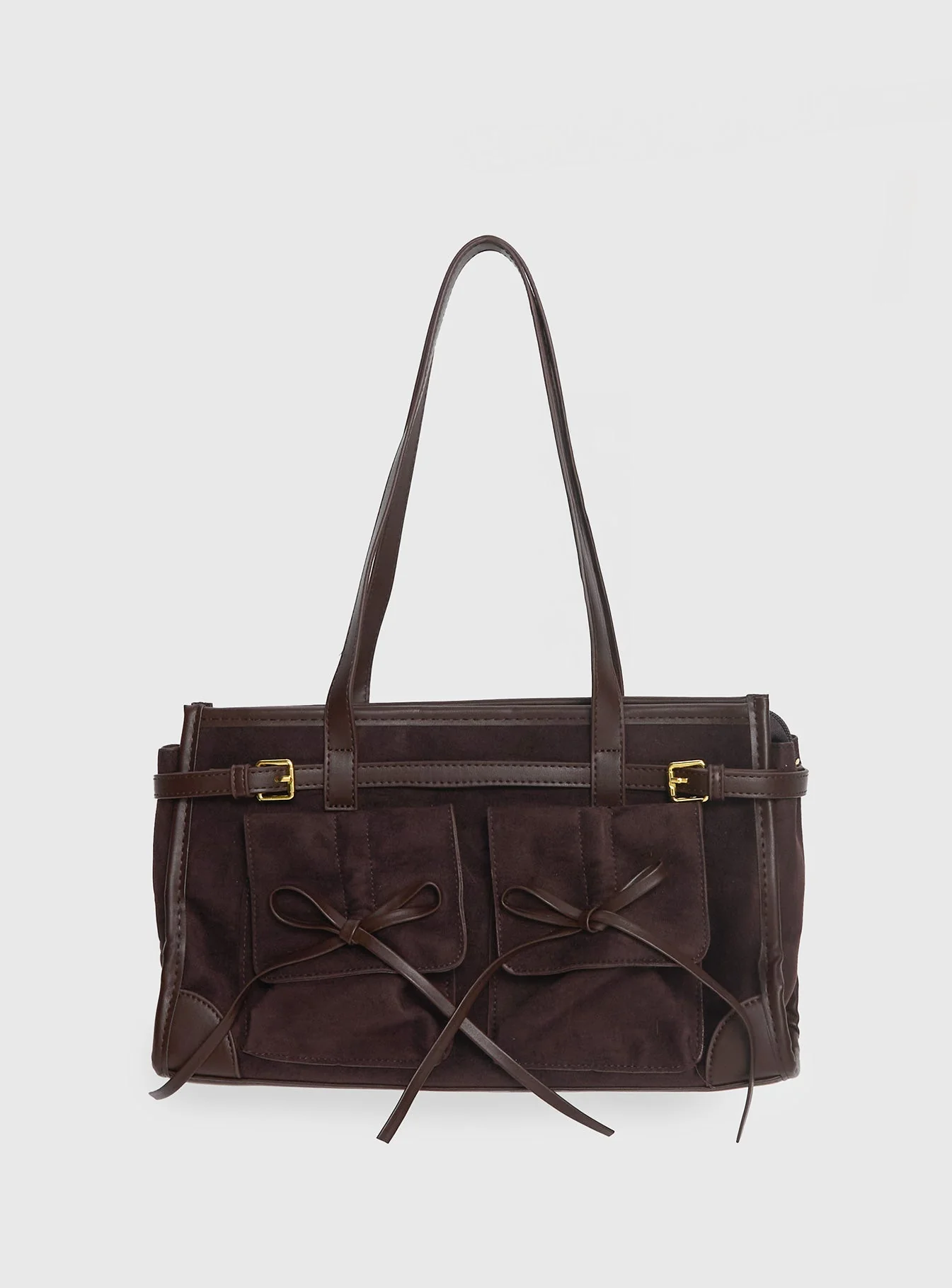 Beaming Bow Detail Shoulder Bag Brown