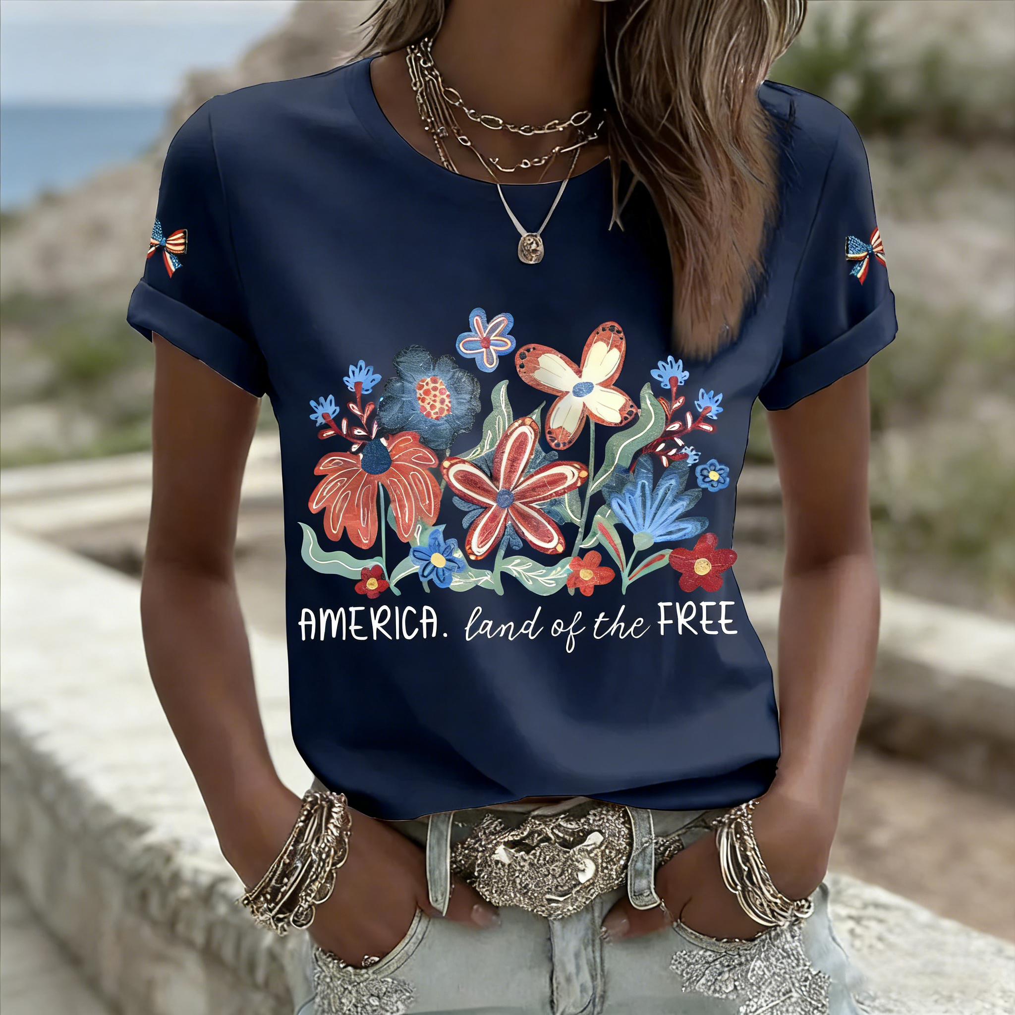 Women's America Floral T-Shirts