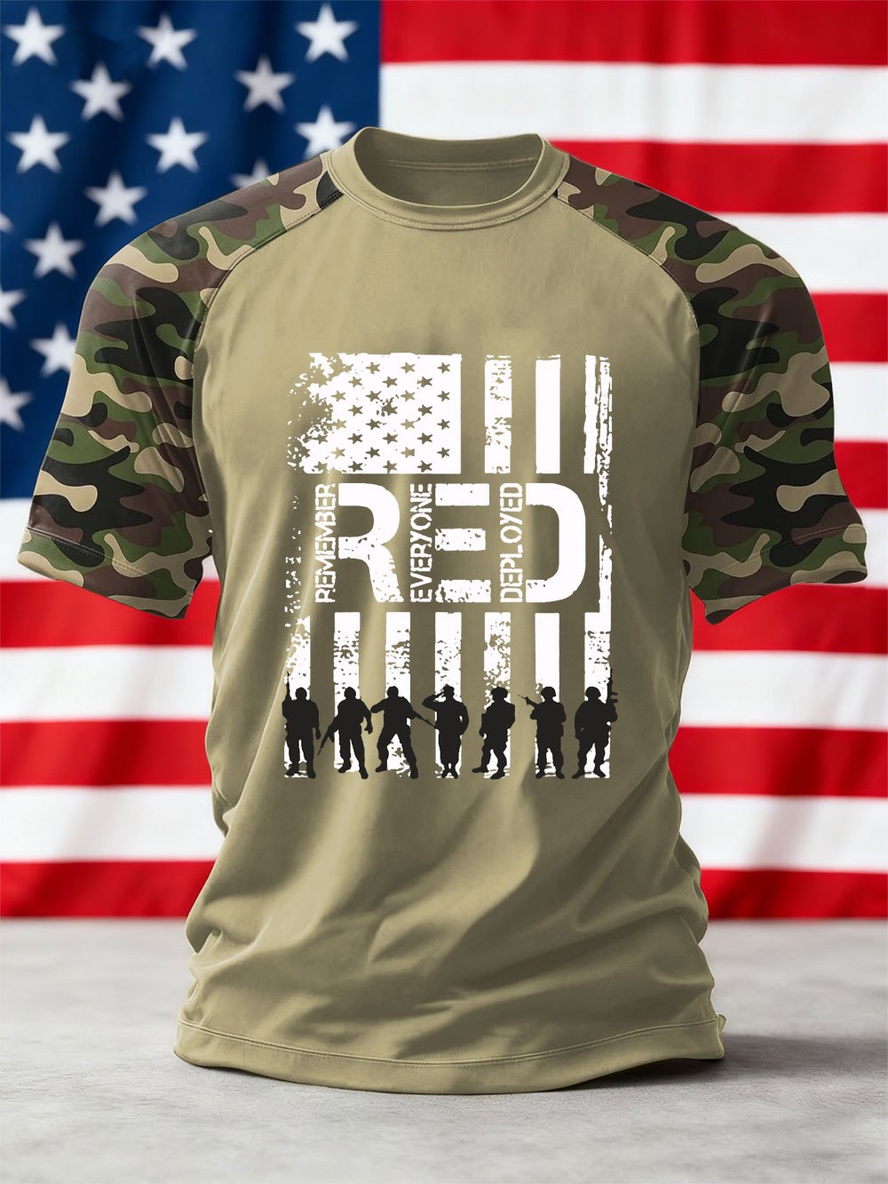 Men's We'll Wear Red to Remember Them Printed Crew Neck Short Sleeve T-shirt