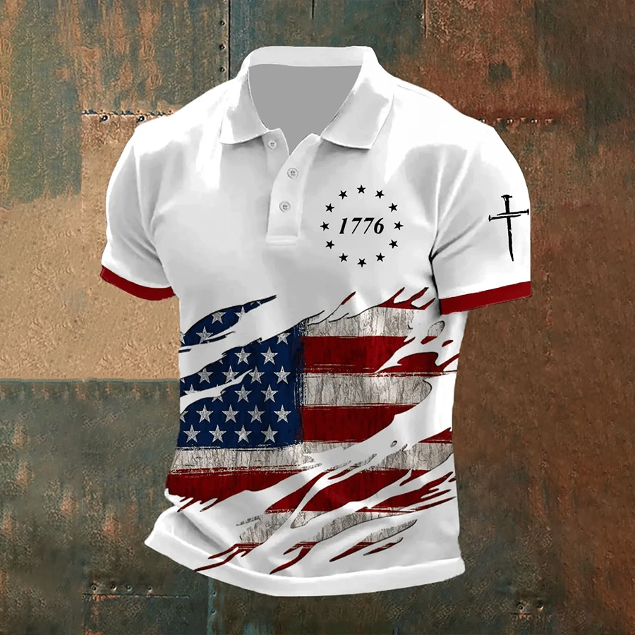 Men's Faith Cross Printed Casual POLO Shirt