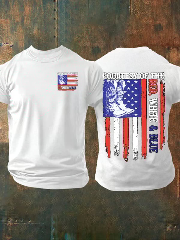 Men's  Courtesy Of Red White And Blue 250th Anniversary Flags T-Shirt