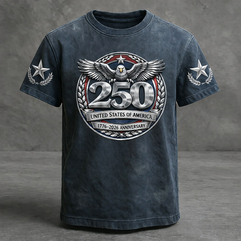 Men's US 250th Anniversary Print Casual T-Shirt