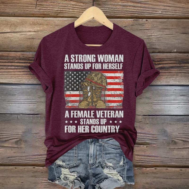 Women's Veteran Casual Printed T-shirt