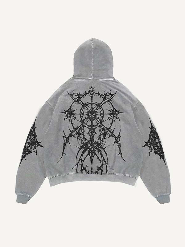 Figure&Wing&Graphic Print Slant Pockets Hoodie
