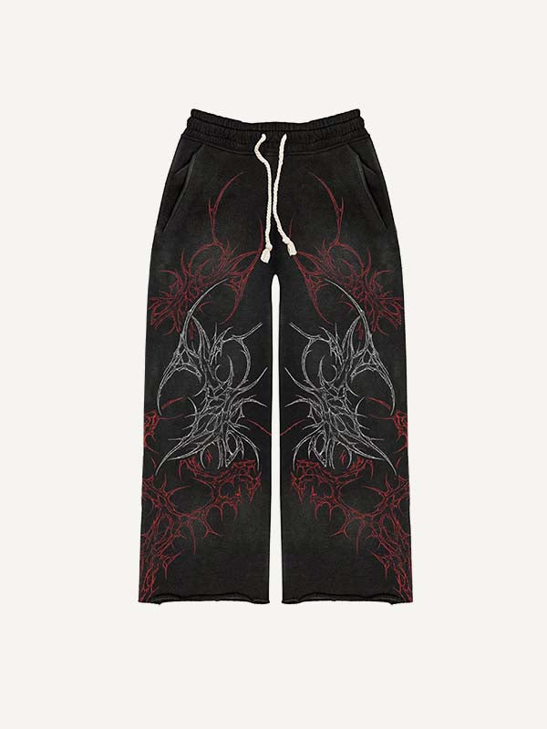 Graphic Print Elastic Waist Pants