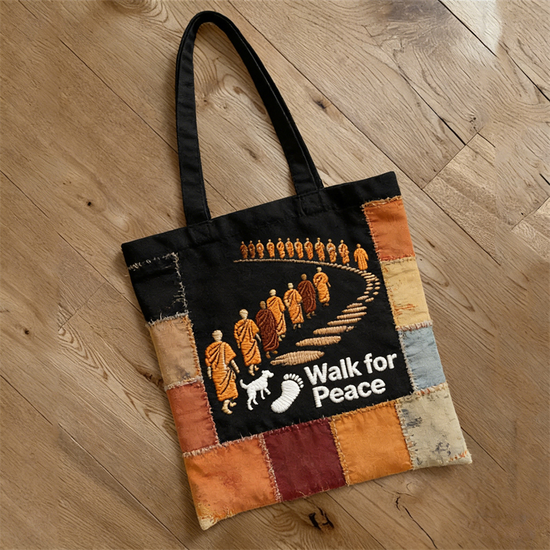 Walk For Peace Mission Journey Patchwork Ecofriendly Tote Bag