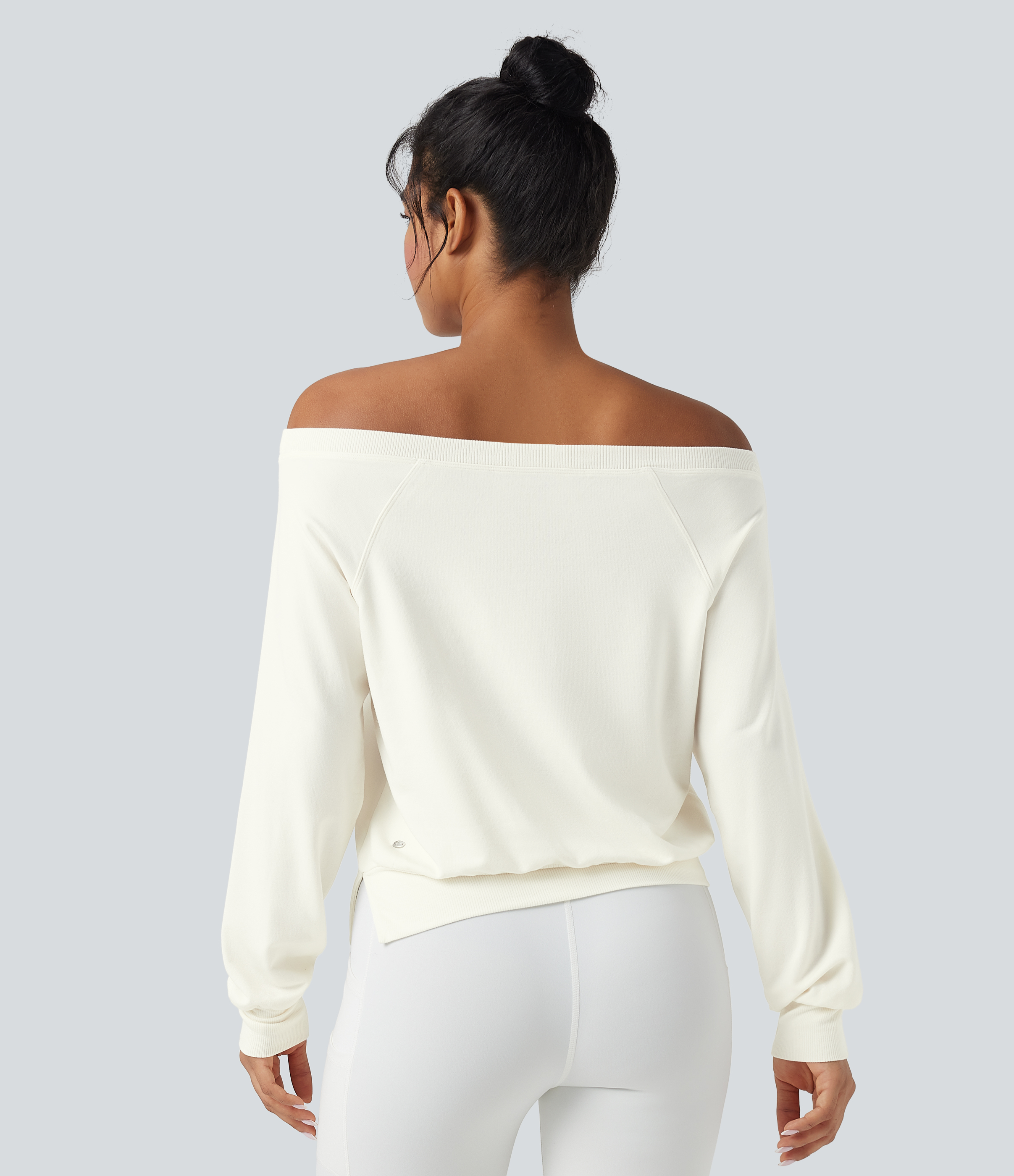 Off-shoulder Long Sleeve Fleece Yoga Sports Top