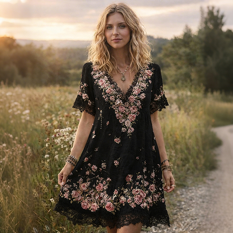 Boho Floral Printed Dress
