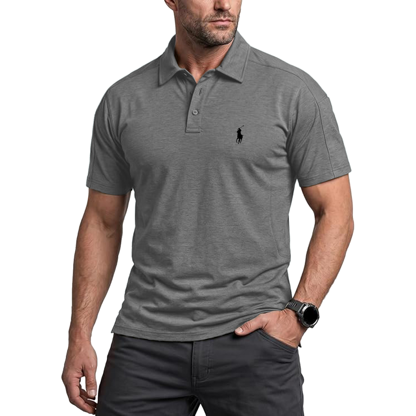 Men's Quick Dry Tactical Polo Shirt, Lightweight Breathable Performance Polo