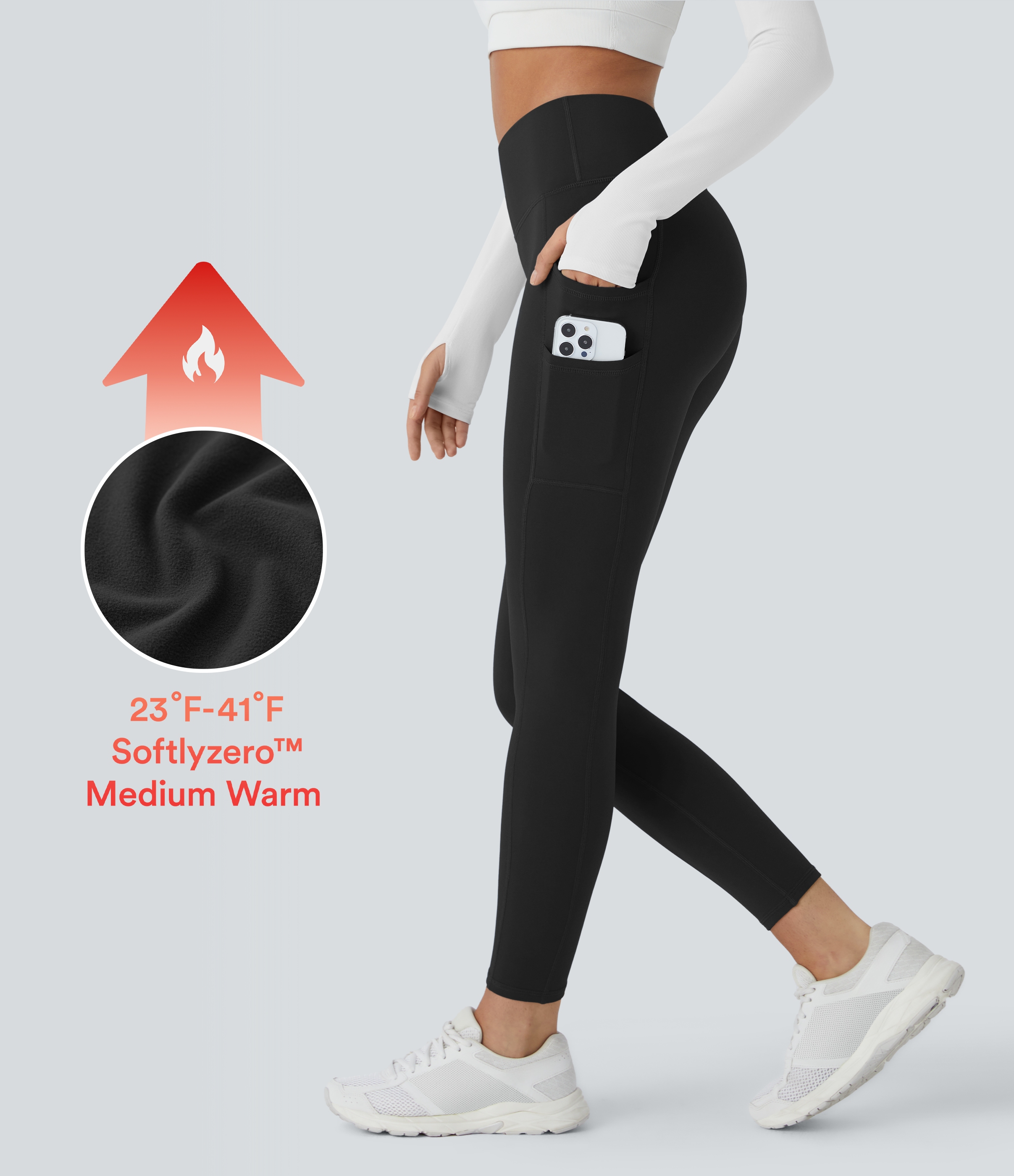 SoftlyZero™ Plush Thermal High Waisted Double Pockets 7/8 Yoga Leggings