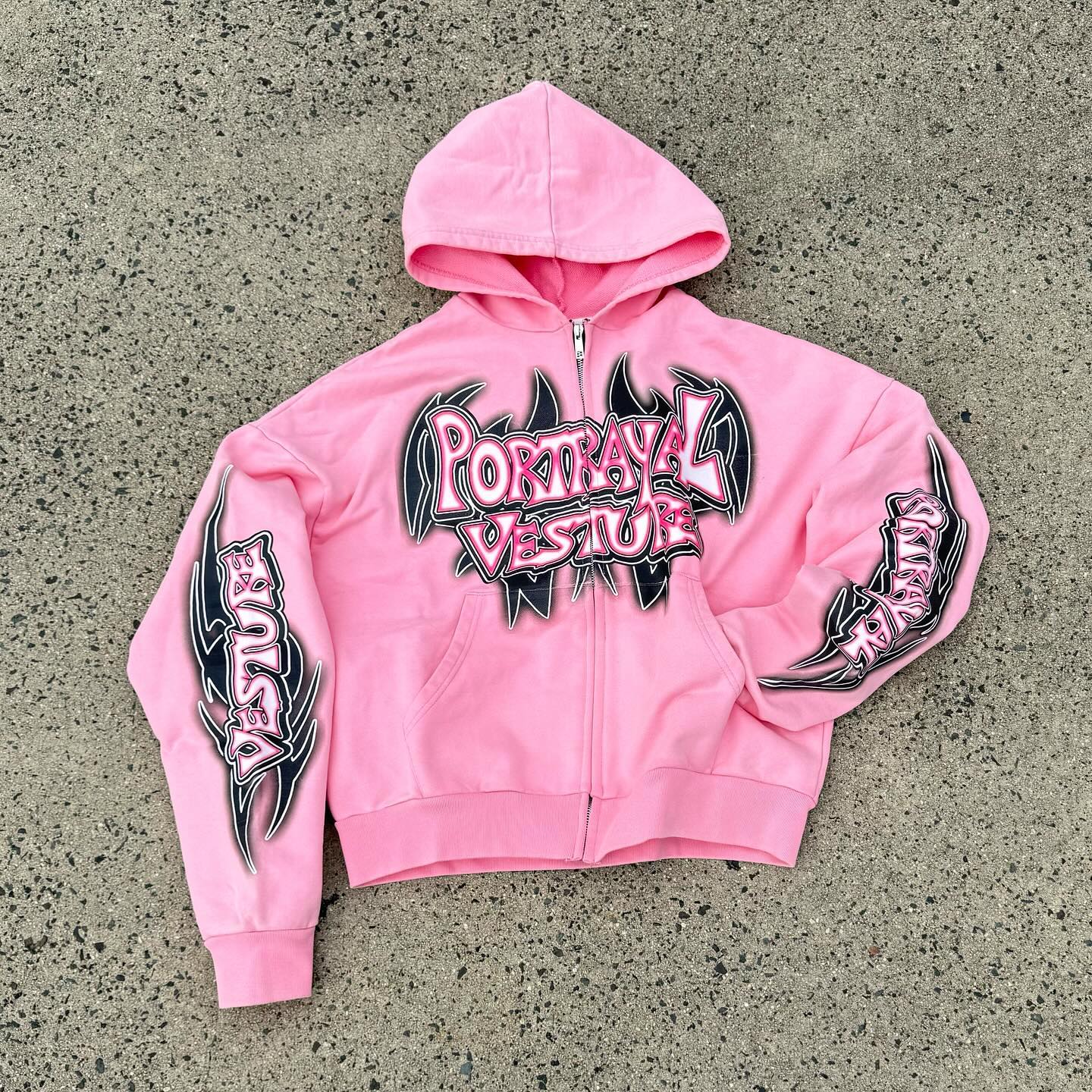 Casual street zipper print hoodie