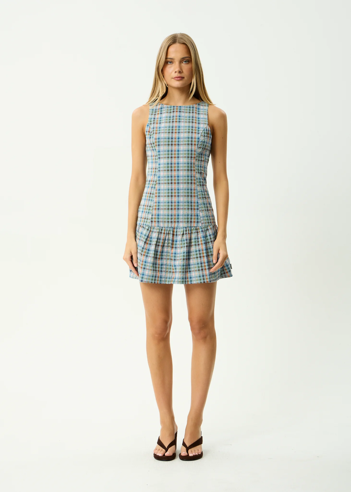 AFENDS Womens Amelie Check - Seersucker Mini Dress - Multi
