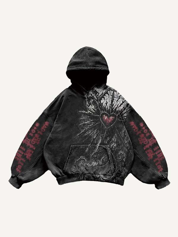 Jesus&Heart&Graphic Print Slant Pockets Hoodie