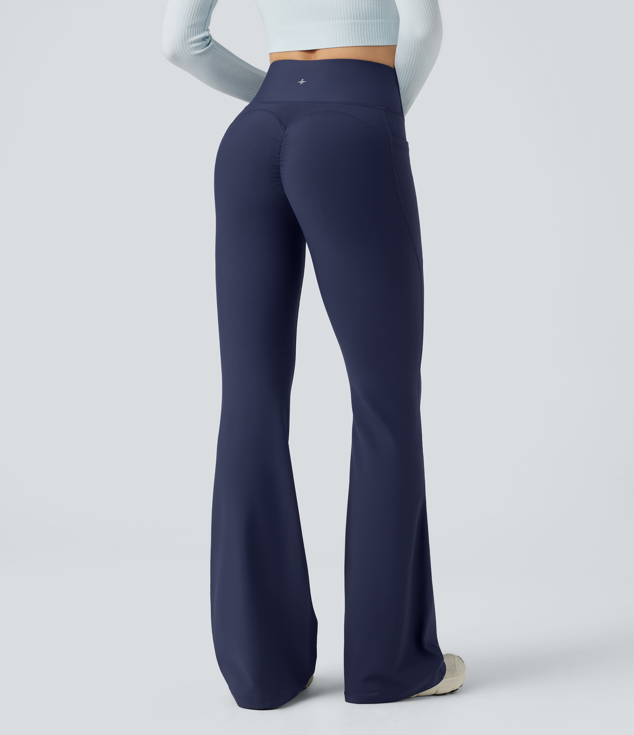 High Waisted Scrunch Fleece Yoga Flare Pants with Pockets