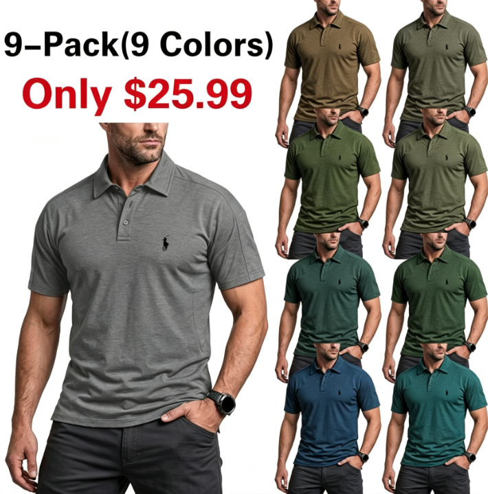 Men's Quick Dry Tactical Polo Shirt, Lightweight Breathable Performance Polo
