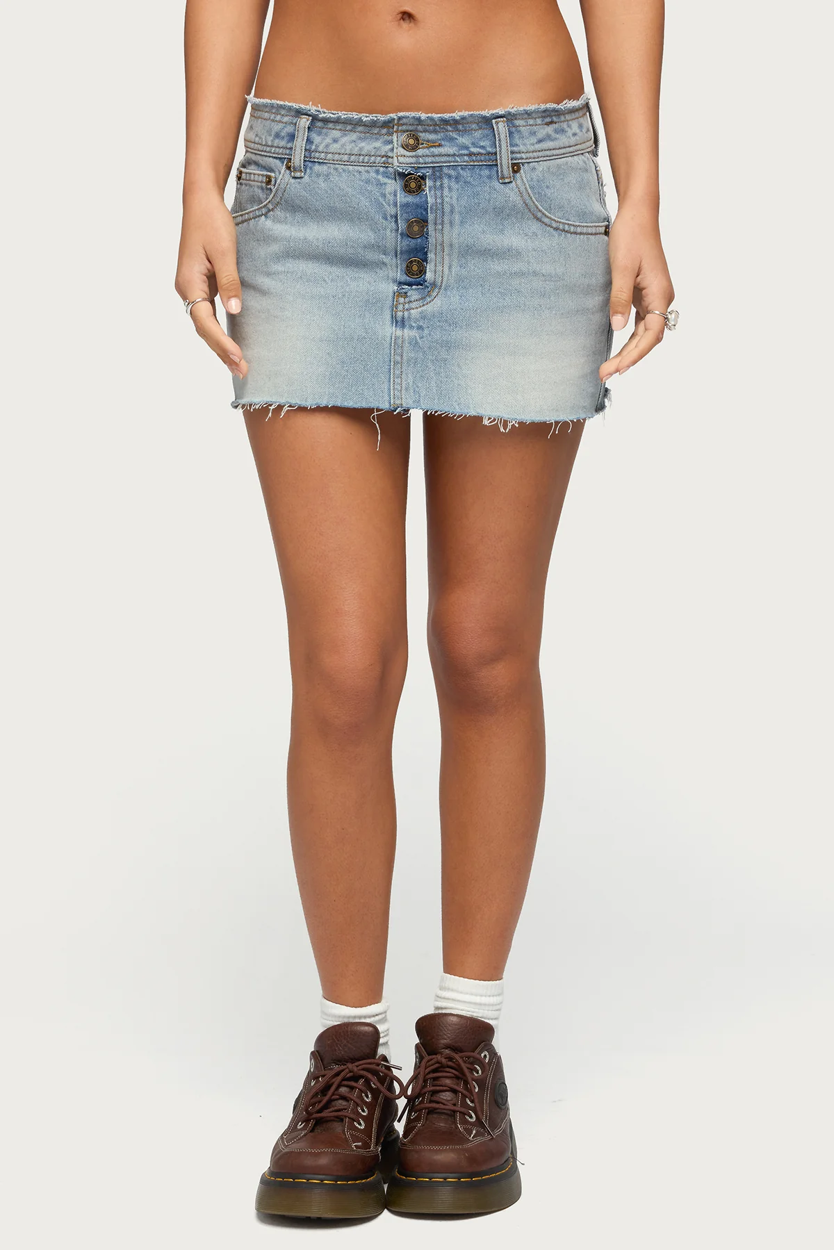 Emree Distressed Denim Mini Skirt