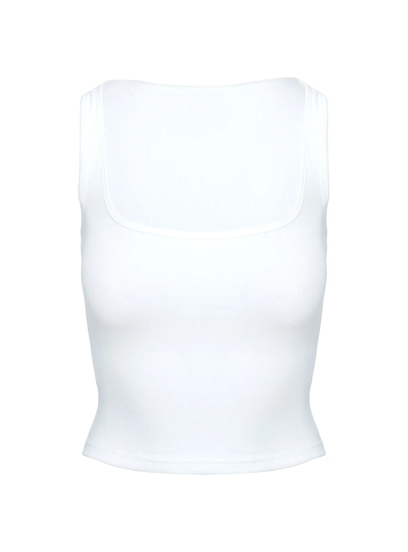 Baseline Square Neck Rib Tank Top White