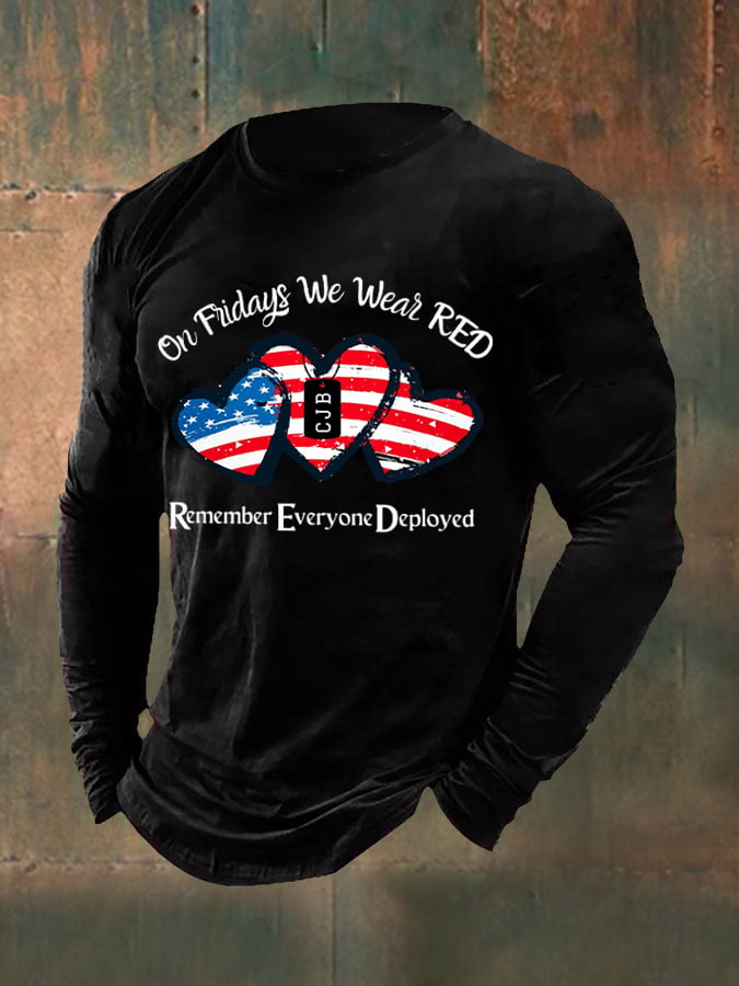 Men's On Fridays We Wear Red Printed T-Shirt