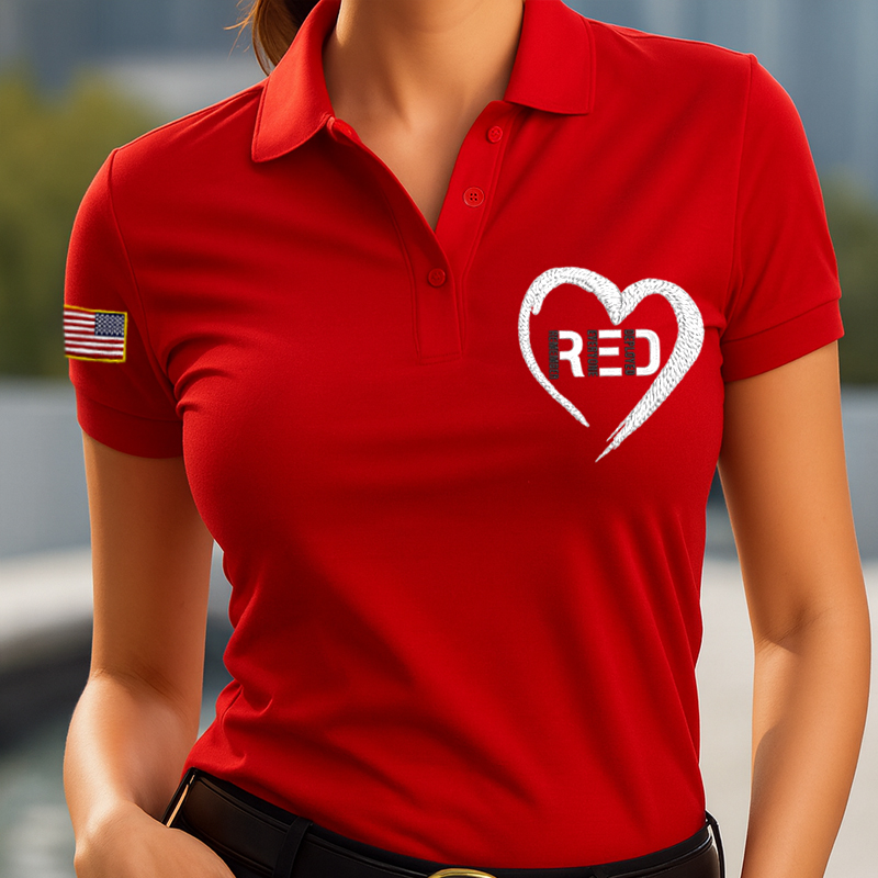 Women's Veteran Red Friday Print Polo T-Shirt