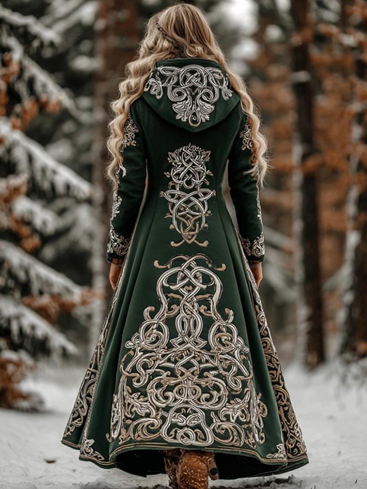 Women's Vintage Viking Celtic Button Down Knit Cozy Long Sweater Jacket