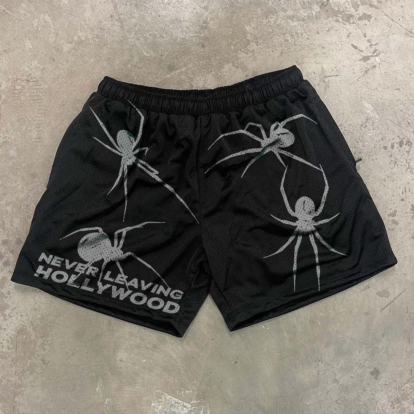Spider Letter Print Mesh Shorts