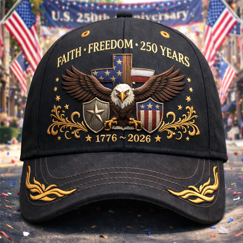 Eagle & Liberty & Cross United States 250th Anniversary Art  Print Casual Hat