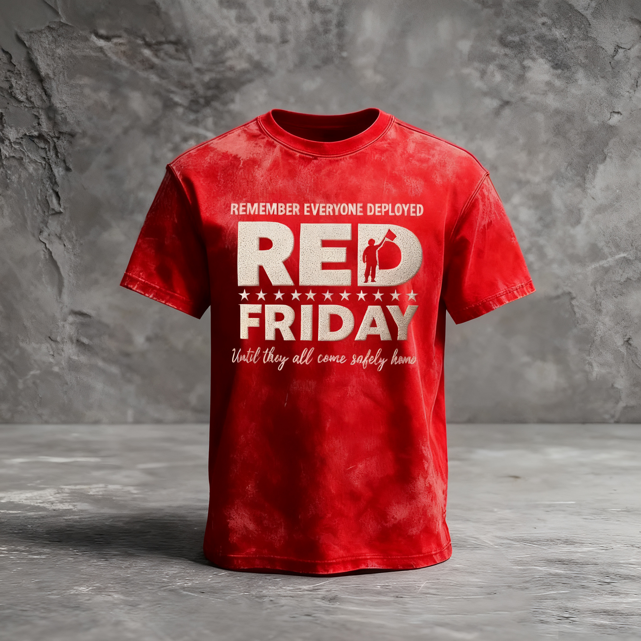 Men's Casual Veteran Red Pride Print T-Shirt