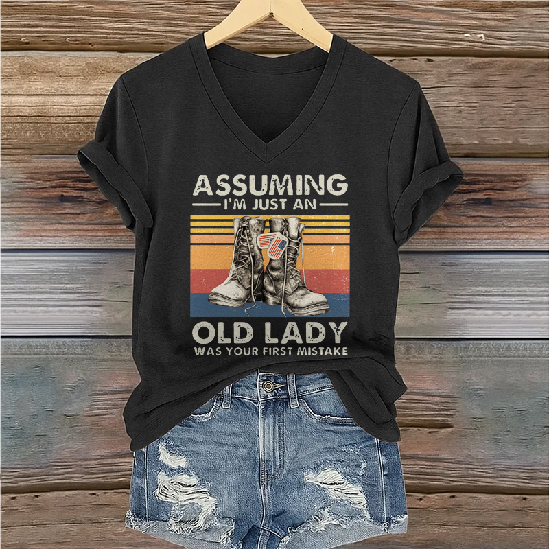 Women's Veteran Printed Casual Short Sleeve T-shirt