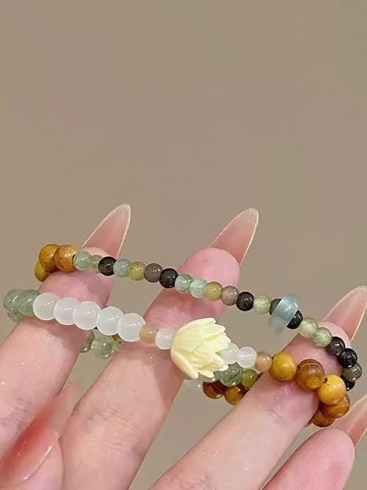 Elegant Lotus Double-layer Bracelet For Women